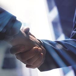 Two people shaking hands.