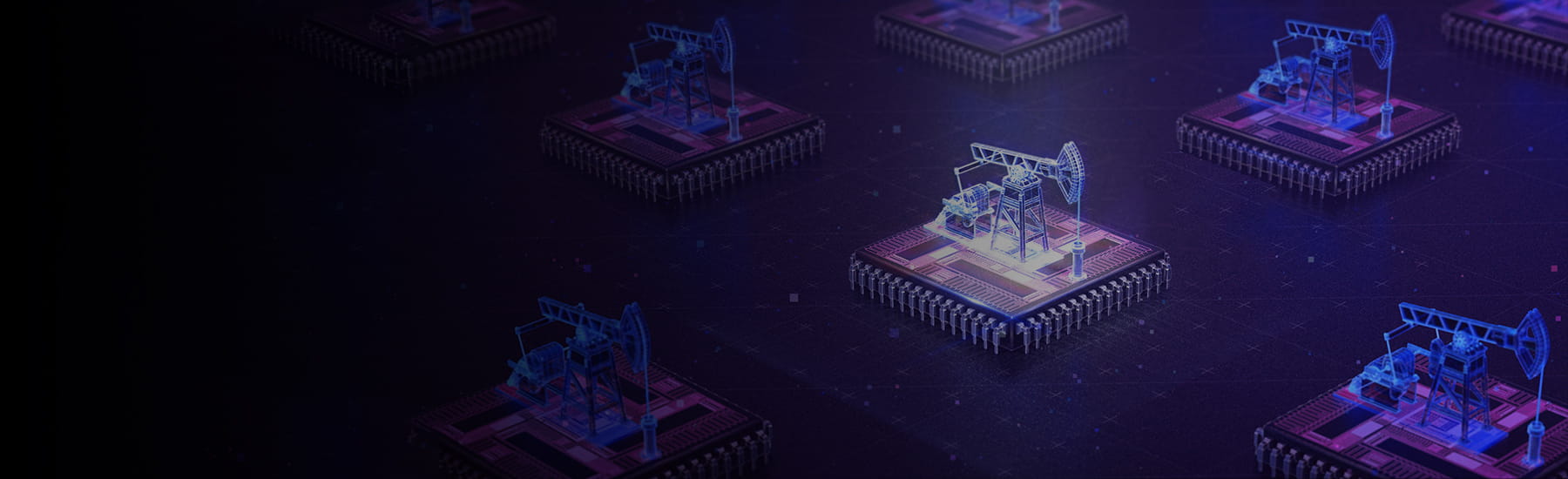 Oil Mining Pump Jacks in a tech background