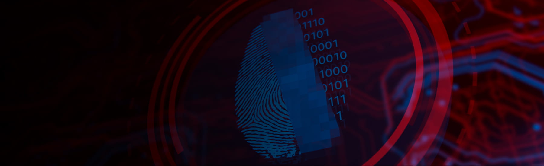 Graphic of a blue thumbprint on a computer sequence