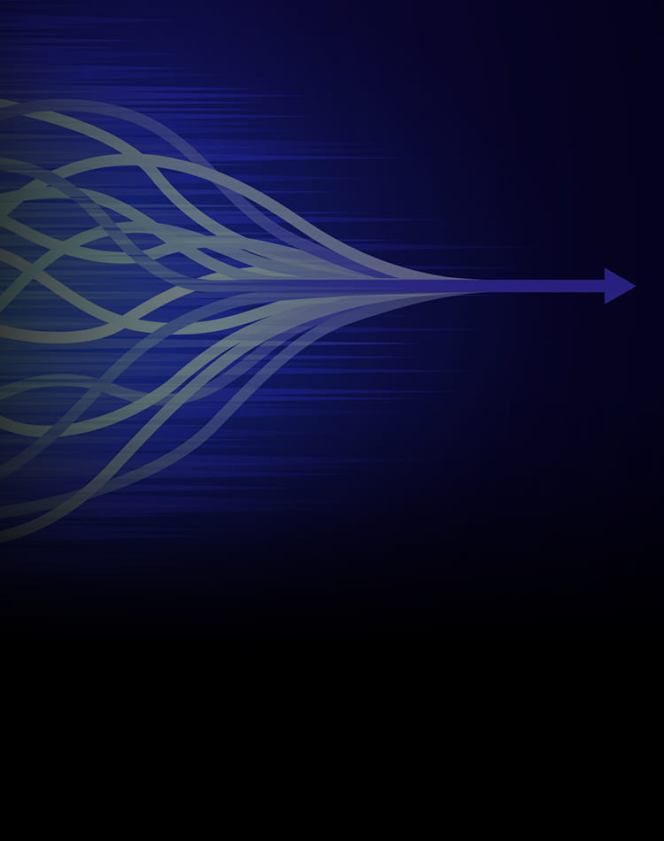 Lots of lines converging into one arrow moving forward, mobile hero.