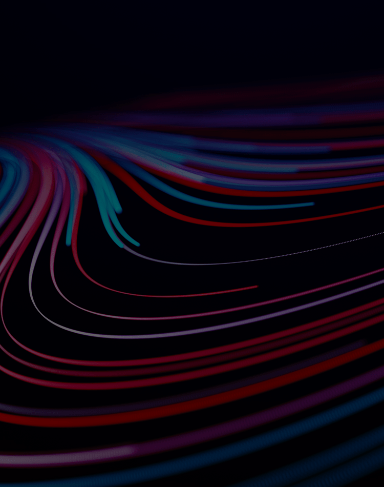 Glowing curved lines, gradient hero.