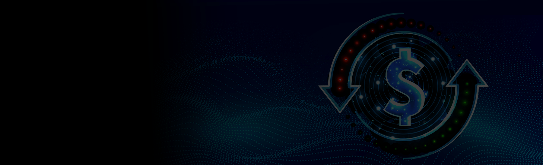 Dollar sign with arrows around it, desktop hero.